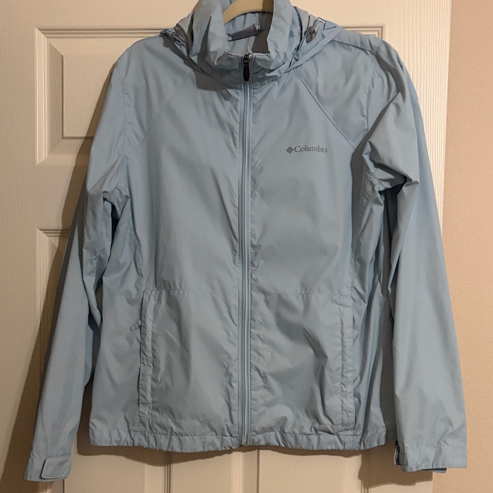 Columbia Pale Blue Lightweight Hooded Windbreaker